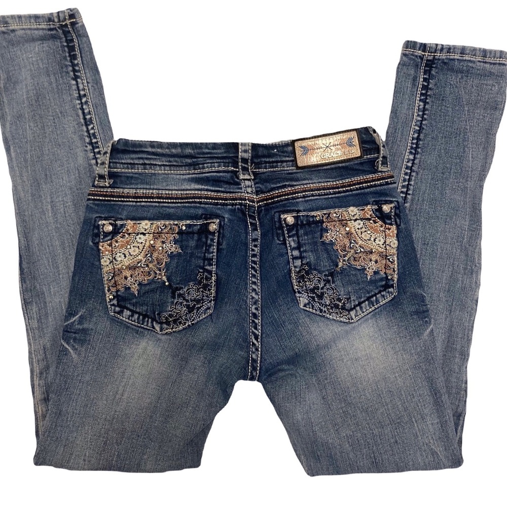 GRACE IN LA Embroider and Embellished Jeans Size 26